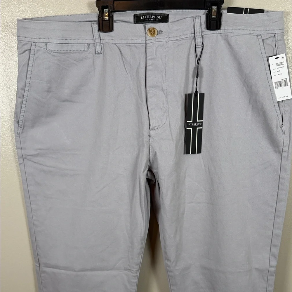 Liverpool Relaxed Straight Chino Pants in Light Gray